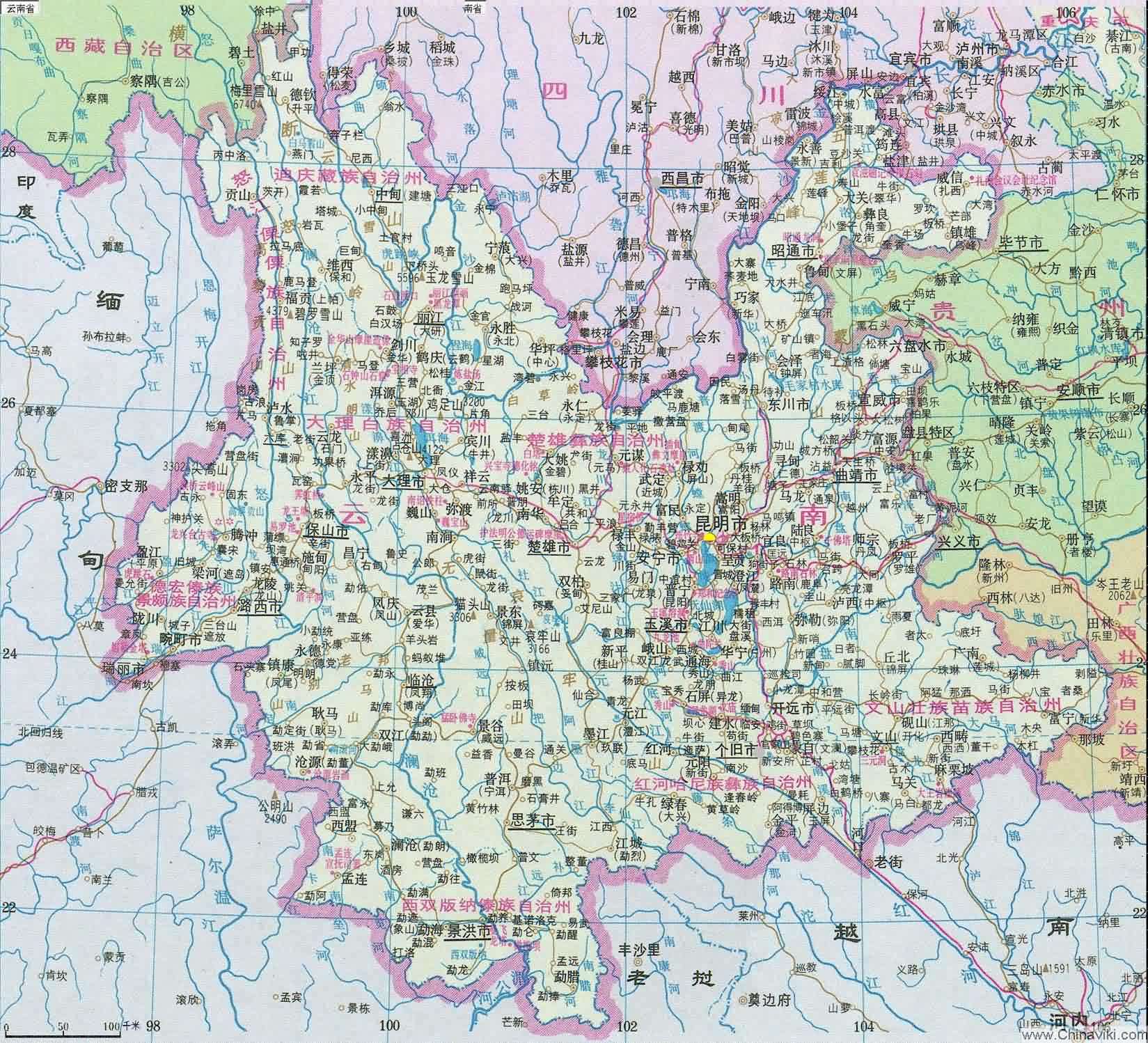 雲南省地図