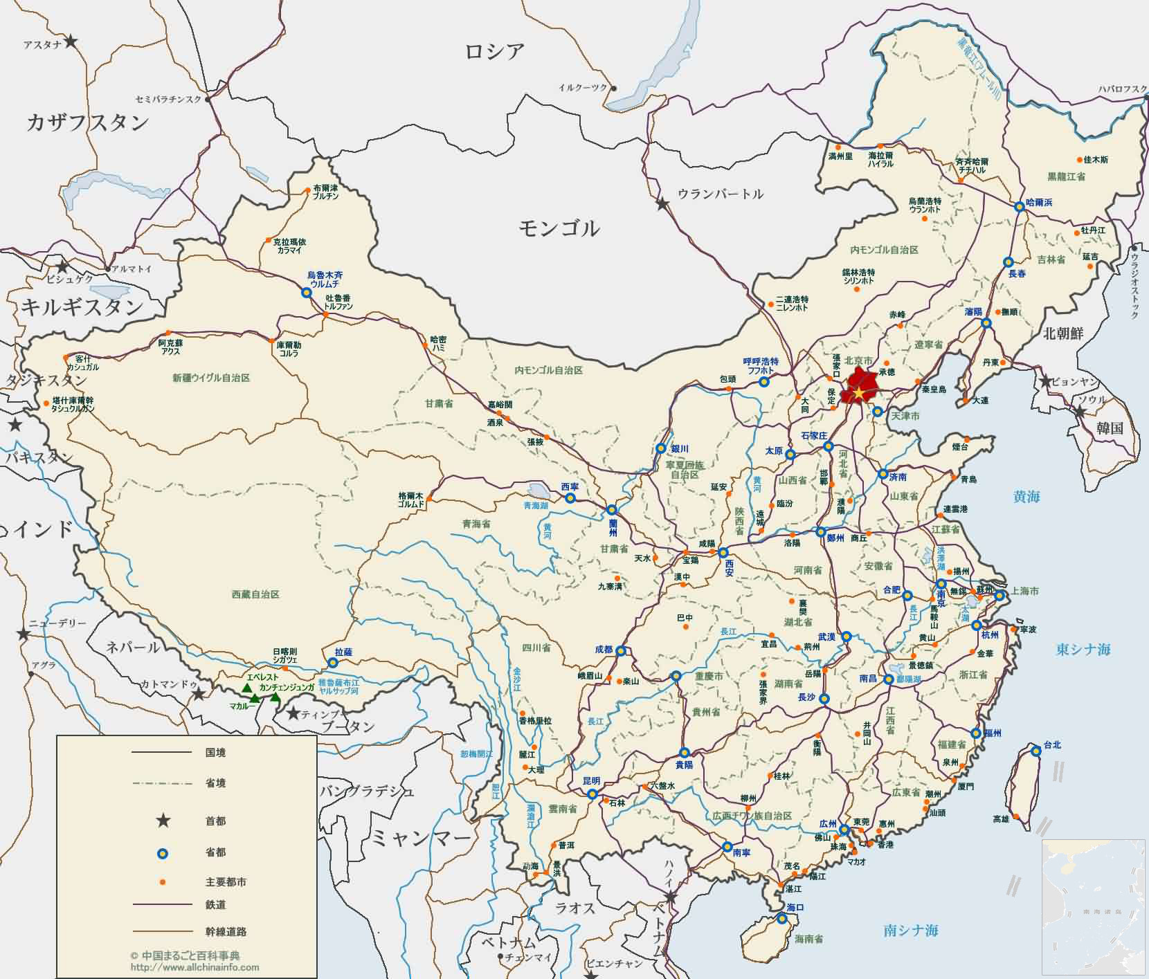 中国全国地図