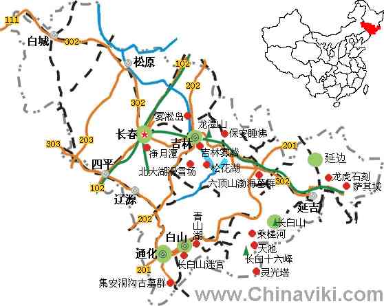 吉林省旅行地図