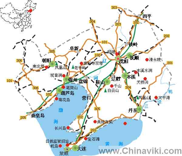 遼寧省旅行地図_旅情中国