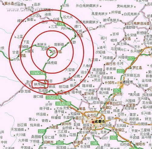 中国四川省地震地図 旅情中国