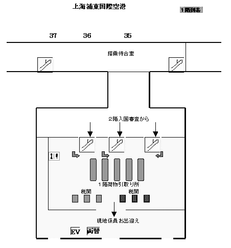 上海浦東空港1階案内図